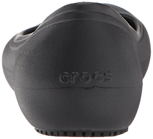 Crocs Women's At Work Ballet Flats| Slip Resistant Work Shoes, Black, 8 Women