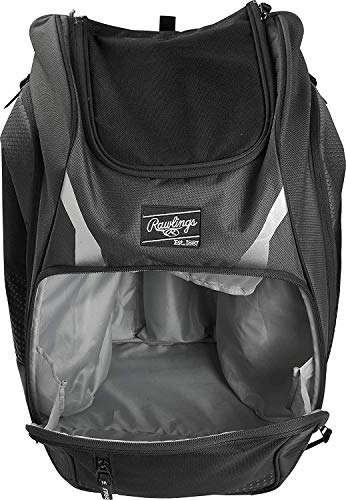 Rawlings Legion Baseball & Softball Players Equipment Backpack, Grey/Black