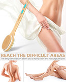 Shower Brush with Soft and Stiff Bristles, Bath Dual-Sided Long Handle