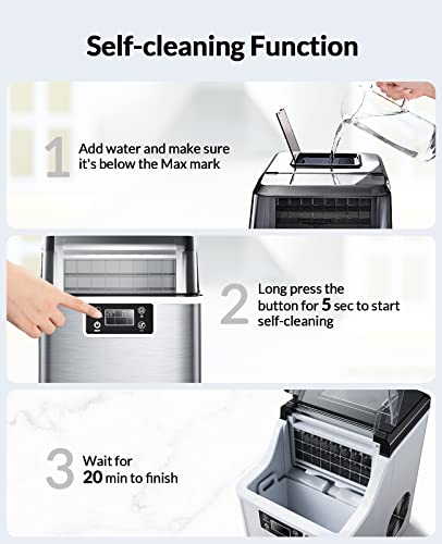 Countertop Ice Cube Ice Makers, 45lbs Per Day, Auto Self-Cleaning