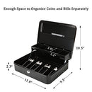 Large Cash Box with Lock - 2017 New Metal Money Box 100% Safe Black
