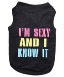 Parisian Pet Dog Cat Clothes Tee Shirts Embroidered T-Shirt Sexy and I Know It, L