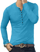 YTD Mens Casual Slim Fit Basic Henley Long Sleeve Fashion T-Shirt M Deep Teal