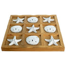 Table Top Tic-Tac-Toe Board Game | 9" x 9" Wood Board Game | Perfect for Beach Décor | Plus Free Nautical eBook by Joseph Rains (White Starfish & Sand Dollars)