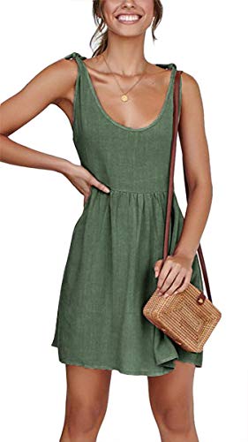 Womens Summer Shoulder Tie Strap Babydoll Dress Casual