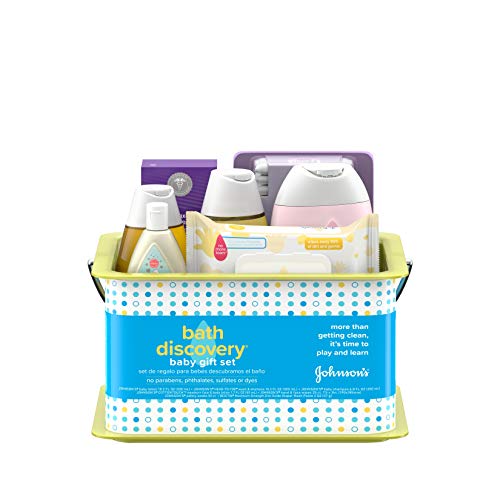 Johnson's Bath Gift Set for Parents-to-Be, Caddy with Baby Bath Time & Skin Care Essentials