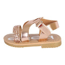 Baby Girls’ Sandals – Strappy Patent Leatherette Glitter Sandals (Toddler), Size 8 Toddler, Rose Gold