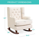 Rocking Accent Chair, Tufted Upholstered Linen Wingback