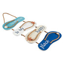 Juvale Nautical Beach Flip Flop Wall Ornament, Wooden Slippers Hanging Decoration