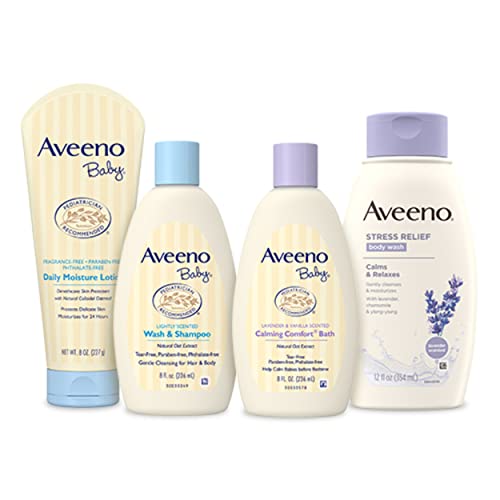 Aveeno Baby Mommy & Me Daily Bathtime Gift Set , Soap-Free, 4 items