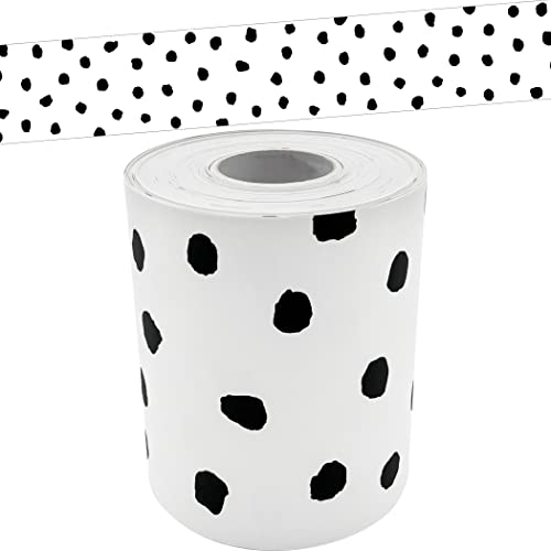 Teacher Created Resources Black Painted Dots on White Straight Rolled Border Trim (TCR8910)