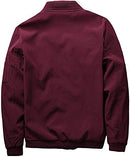 Slim Fit Lightweight Softshell Flight Bomber Jacket Coat (US L =Asian tag 4XL, Wine Red