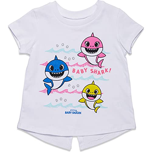 Baby Shark Baby Girls French Terry T-Shirt Shorts Set Pink/White 12 Months