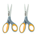 8" Soft Grip Titanium Bonded Scissors For Office & Home, Gray/Yellow, 2-Pack
