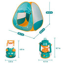 FUN LITTLE TOYS Kids Play Tent, Pop Up Tent with Kids Camping Gear Set, Outdoor Toys Camping Tools Set for Kids, 18 Pieces