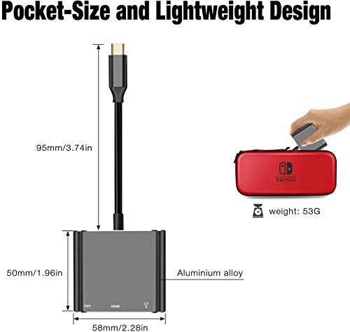 Switch HDMI Adapter Hub Dock, 4K USB C HDMI Hub Cable for Nintendo Switch,Compatible with Mac Book Pro Samsung Galaxy S8 Plus