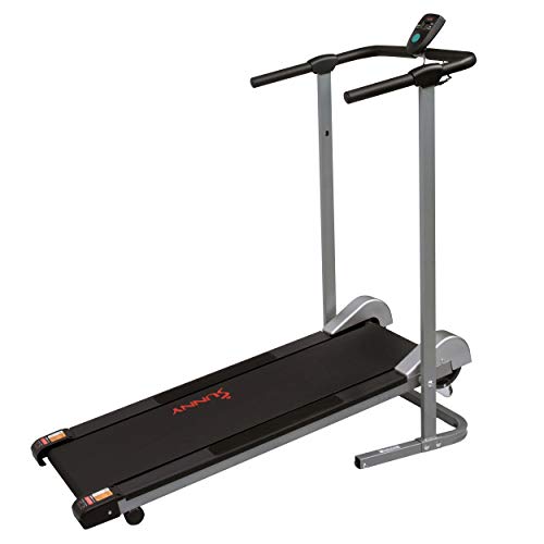 Sunny Health & Fitness SF-T1407M Foldable Manual Walking Treadmill, Gray