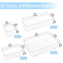 25 PCS Clear Plastic Drawer Organizers Set, 4-Size Versatile
