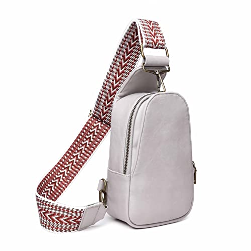 Women Chest Bag Sling Bag Small Crossbody PU Leather Satchel Daypack