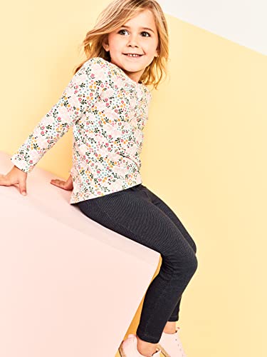 Girls' Toddler 4-Piece Top and Vest Set, Olive, Floral, 4T