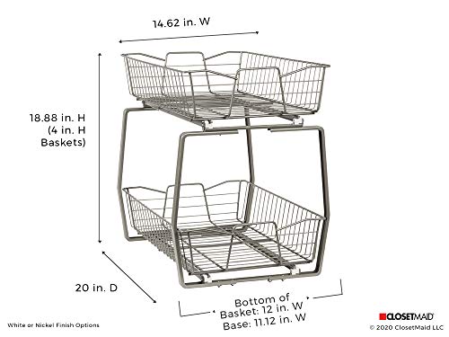 ClosetMaid 3089 2 Tier 14-Inch Kitchen Cabinet Organizer, Nickel