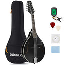 Acoustic Mandolin Musical Instrument Mahogany 8 String, Bundle With Tuner String Bag