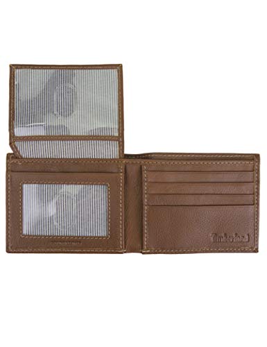 Men's Leather Wallet with Attached Flip Pocket, tan, One Size