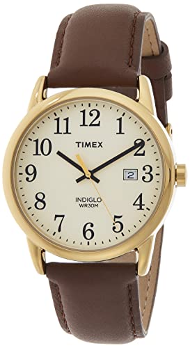 Timex Easy Reader 38mm Brown/Gold-Tone/Cream Leather Strap Watch