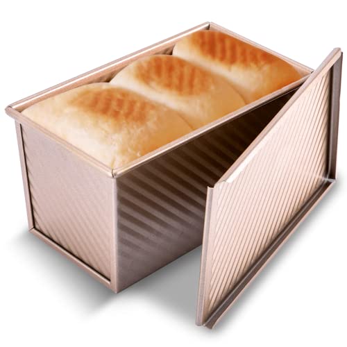 Pullman Loaf Pan with Lid, 1 lb Dough Capacity Non-Stick Bakeware for Baking Bread
