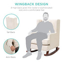 Rocking Accent Chair, Tufted Upholstered Linen Wingback