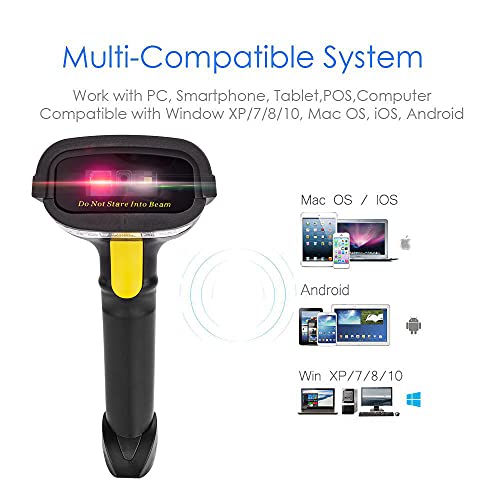 Barcode Scanner, Compatible with 2.4G Wireless & Bluetooth & USB Wired Connection