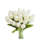 20pcs White Flowers Artificial Tulip Silk Flowers 13.5"
