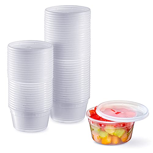 Plastic Deli Food Storage Containers with Airtight Lids [12 oz. - 48 Sets]