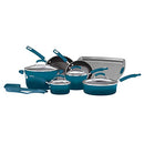 Rachael Ray Brights Nonstick Cookware Pots and Pans Set, 14 Piece, Marine Blue