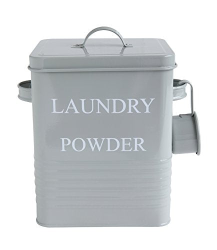 Bloomingville Metal Laundry Powder Bin with Lid and Scoop, Grey