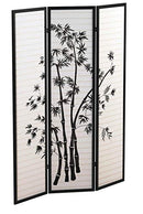 3-Panel Oriental Shoji Room Divider Screen, Black