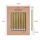 24-Count Gold Long Thin Metallic Birthday Candles, Cake Candles