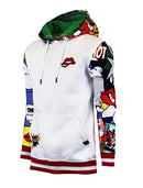 Mens Urban Hip Hop Premium Fleece Hoodie - Pullover Streetwear Pop Art Patch