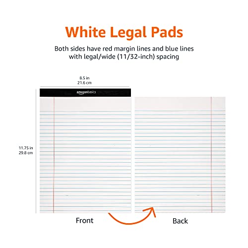 50-Sheet Legal Note Pad, Wide Ruled, 8.5 x 11.75 Inches, White - Pack of 12