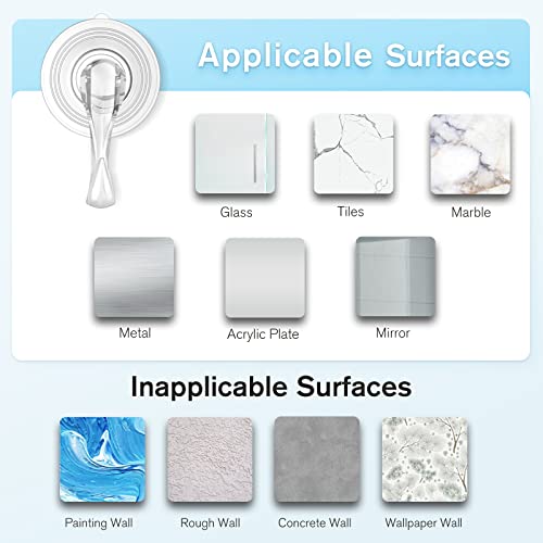 Suction Cup Hooks, Small Clear Heavy Duty Vacuum Suction Hooks with Wipes Removable S