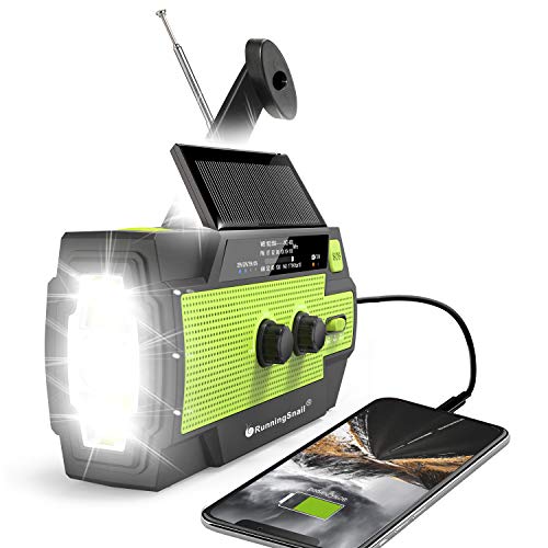 Emergency Crank Radio，4000mAh-Solar Hand Crank Portable AM/FM/NOAA