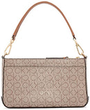 Calvin Klein Lucy Triple Compartment Shoulder Bag, Almond/Taupe/Caramel Embossed