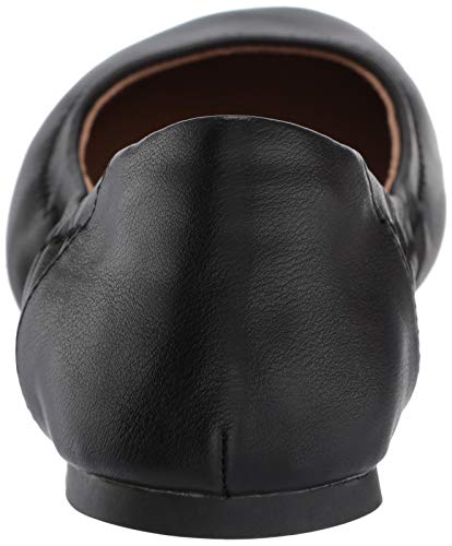 Amazon Essentials Women's Belice Ballet Flat, Black, Faux Leather, 8