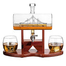 Whiskey Decanter Set, Liquor Dispenser for Home Bar,1250ml Ship & 2 Whiskey Glasses