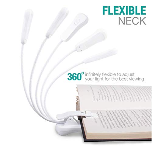 3000K Warm LED Rechargeable Book Light, Easy for Eyes, Clip on Reading Lights
