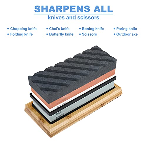 HighFree Complete Knife Sharpening Stone Kit – 400/1000 and 3000/8000 Grit Whetstone Set