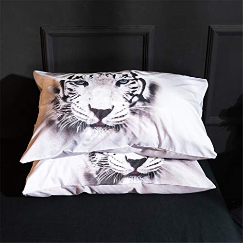 White Tiger Bedding Set Full Size 3D Animal Print for Kids Boys Teens Duvet Cover Set 3 Pieces