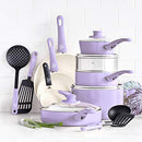 GreenLife Soft Grip Healthy Ceramic Nonstick, Cookware Pots and Pans Set, 16 Pcs