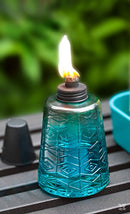 TIKI 6-Inch Molded Glass Table Torch, Red, Green & Blue (Set of 3)