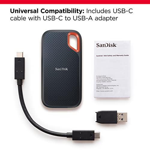 SanDisk 2TB Extreme Portable SSD - Up to 1050MB/s - USB-C, USB 3.2 Gen 2